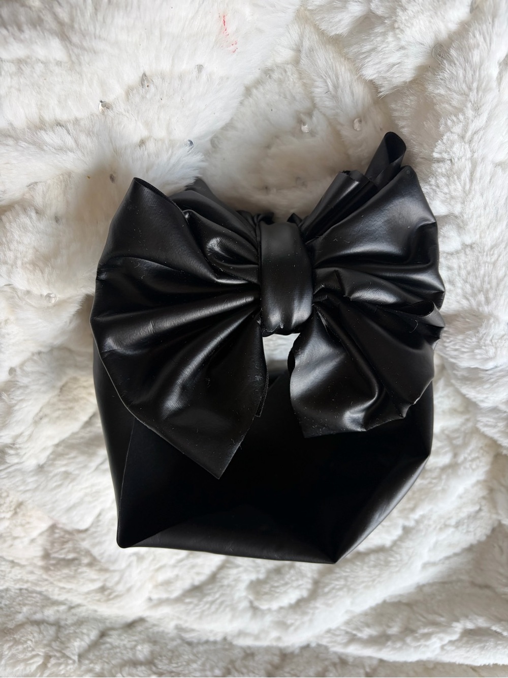 Toddler Girls Black Faux Leather Bow Headwrap Headband